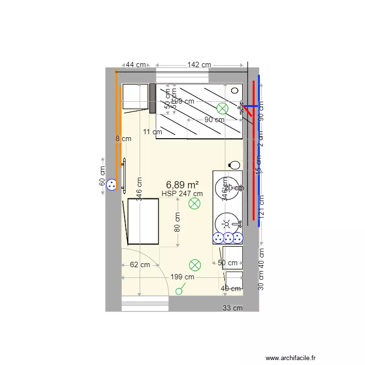 SDB Etage. Plan de 