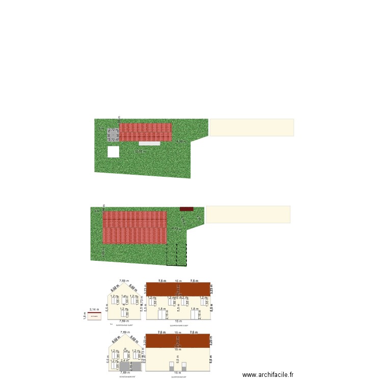 Coupes et façades. Plan de 0 pièce et 0 m2