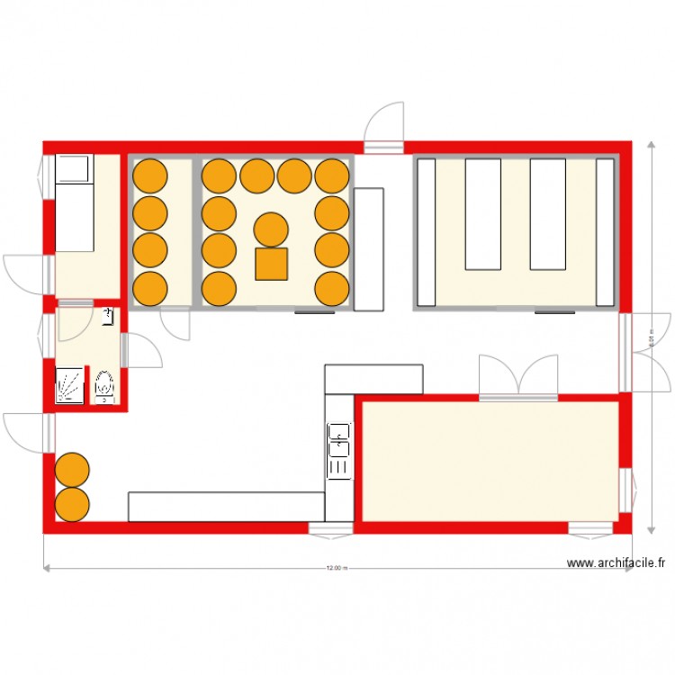 Brasserie 6 avec installations. Plan de 0 pièce et 0 m2