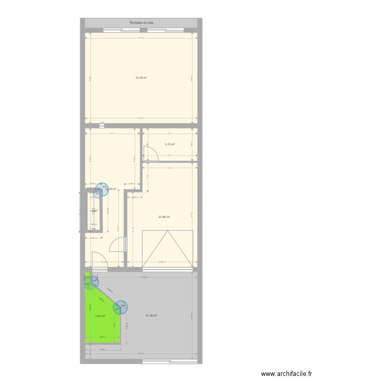 Plan Extension et entrée carrelage. Plan de 0 pièce et 0 m2