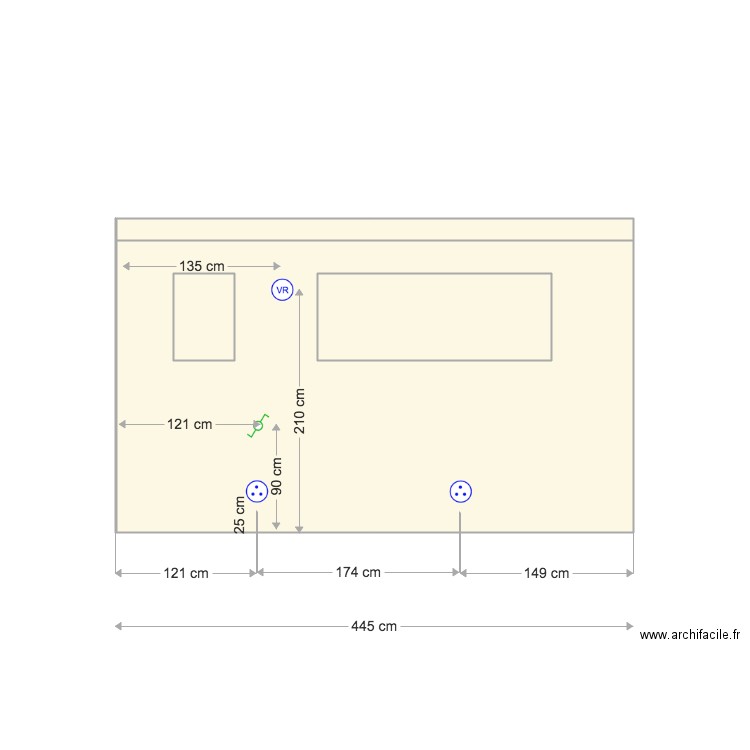 Plan électrique façade Chambre RDC. Plan de 0 pièce et 0 m2