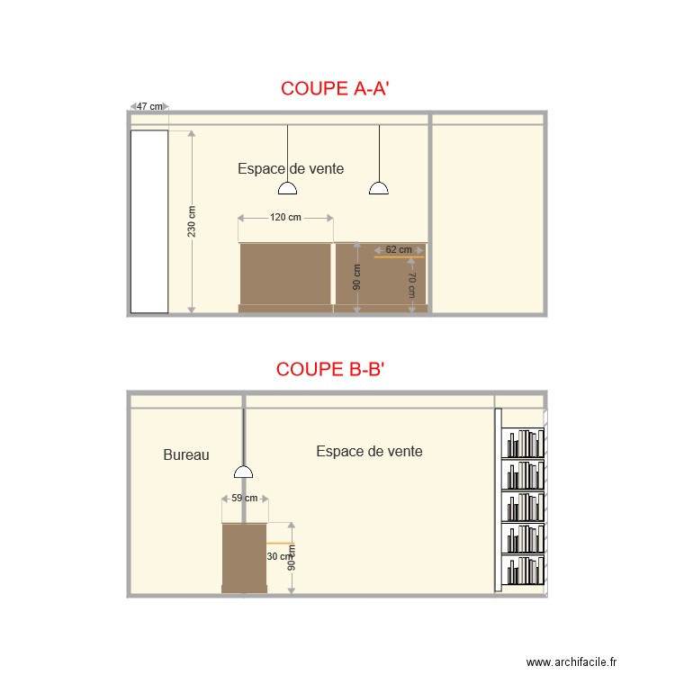 Coupe Caisse Comptoir V2. Plan de 0 pièce et 0 m2