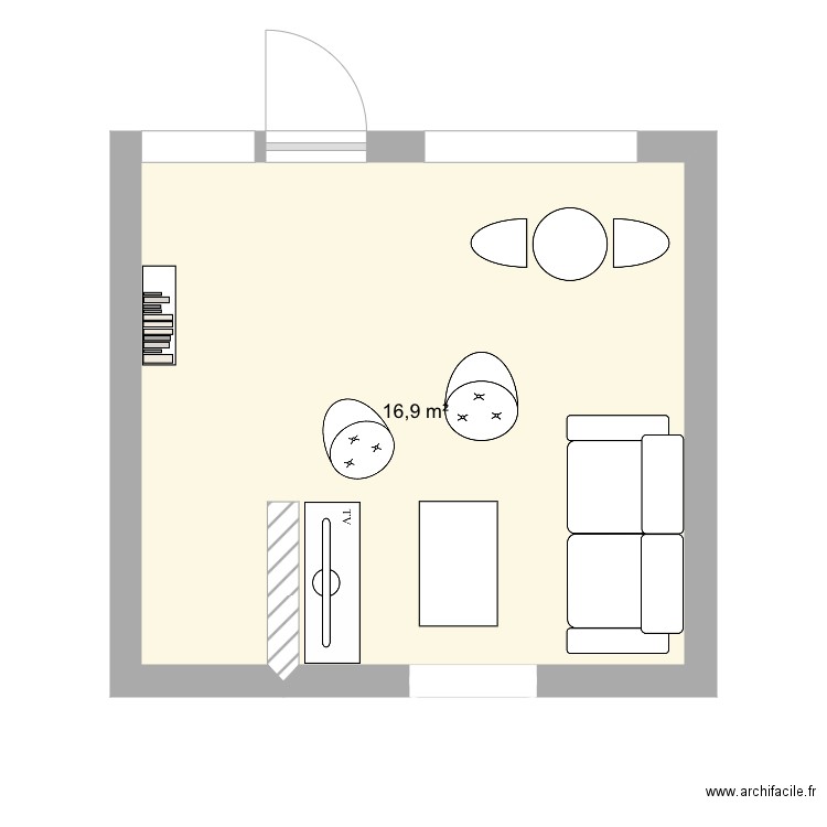 Salon 5 déc. Plan de 1 pièce et 17 m2