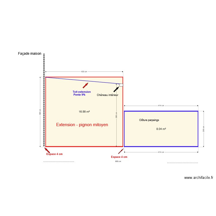 Extension Vue B. Plan de 0 pièce et 0 m2