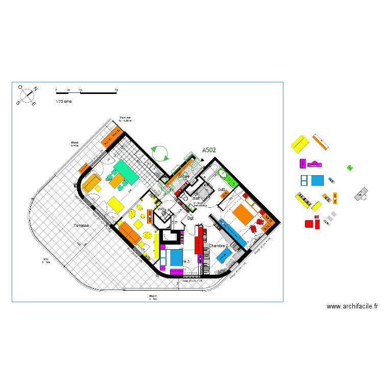 FINAL plan indice 11 AMENAGEMENT mobilier V13bis avec galandage 2 canapés. Plan de 0 pièce et 0 m2