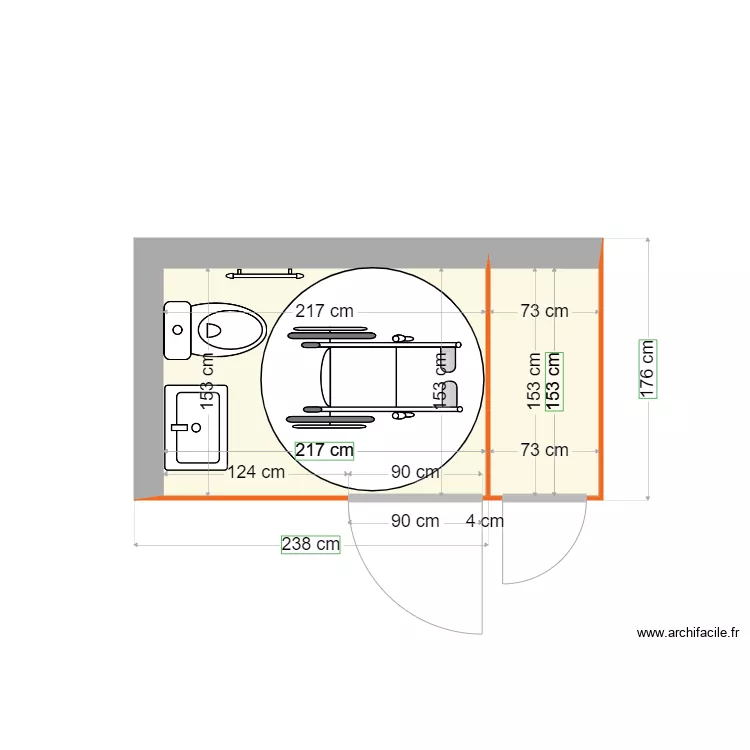wc Dugny. Plan de 