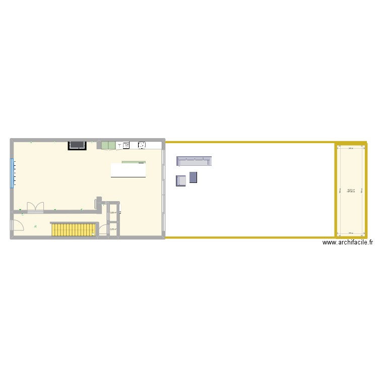 32 RDC. Plan de 4 pièces et 118 m2