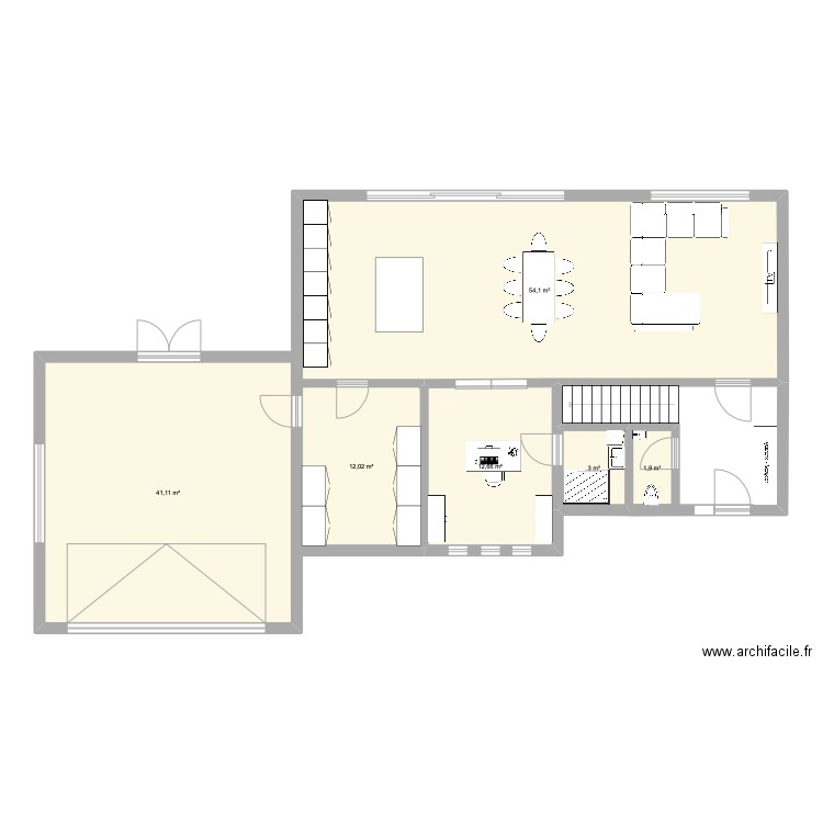 grandes idees. Plan de 6 pièces et 125 m2