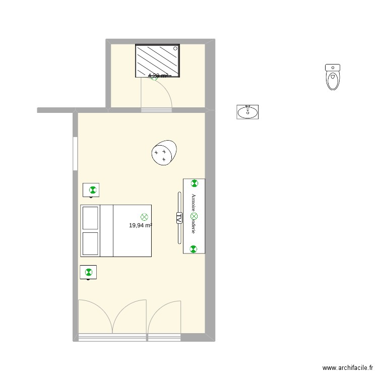 zad4. Plan de 2 pièces et 24 m2