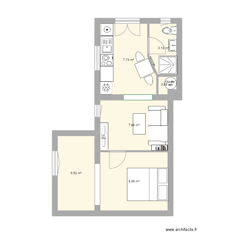 appart essai 25/09. Plan de 6 pièces et 35 m2