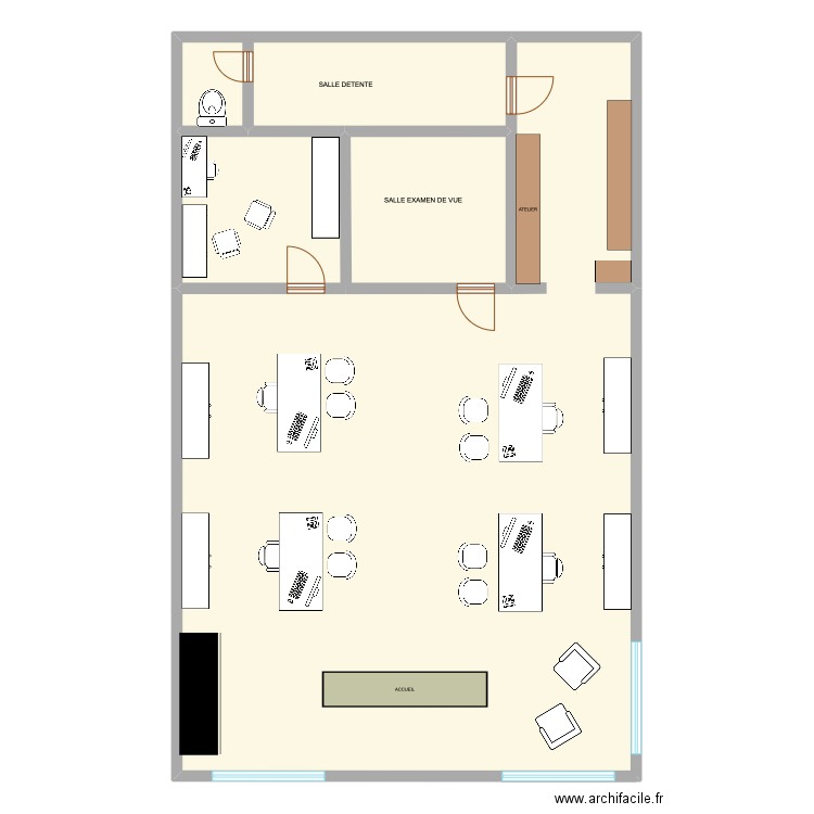 alain afflelou. Plan de 3 pièces et 228 m2