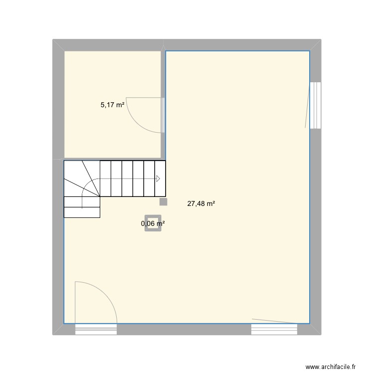 1ier initial. Plan de 3 pièces et 33 m2