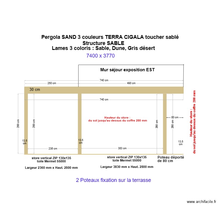 Pergola exposition EST version 2. Plan de 0 pièce et 0 m2
