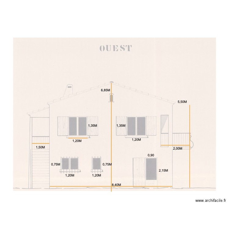 face nord DP Pesnel. Plan de 0 pièce et 0 m2