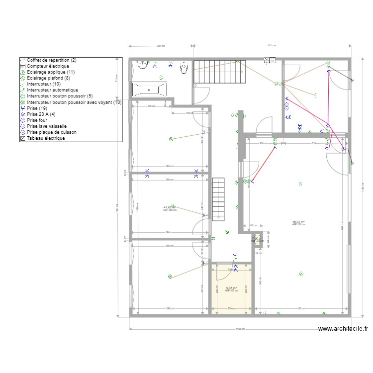 appart. Plan de 6 pièces et 137 m2