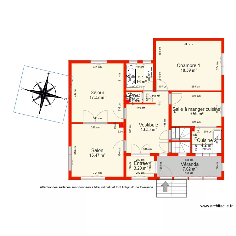 BI 5037 RDC c&ocirc;t&eacute;. Plan de 