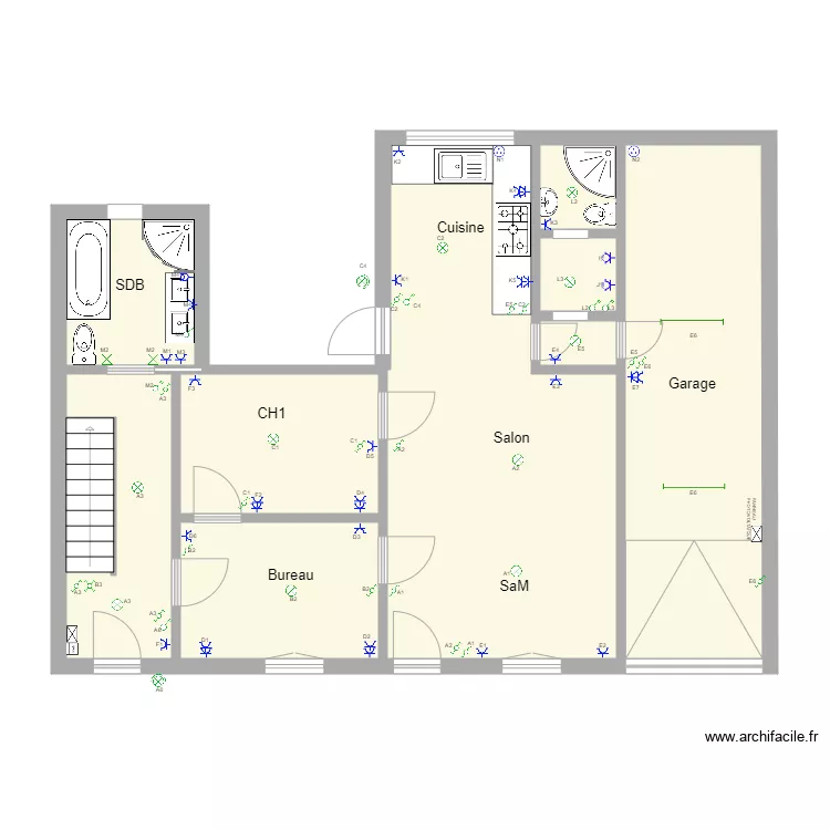 REZ DE CHAUSSEE. Plan de 