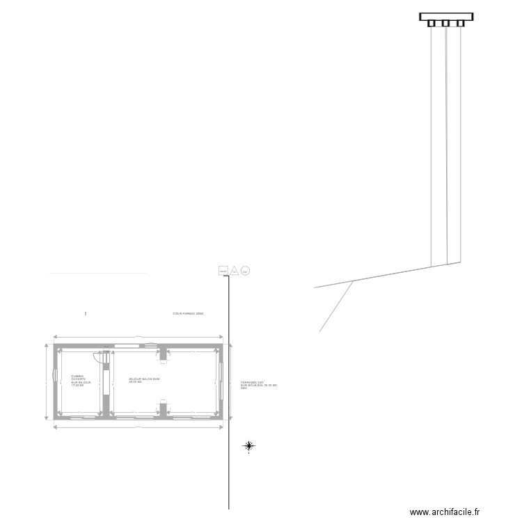 BERGERIE RDC PC 3'. Plan de 1 pièce et 67 m2