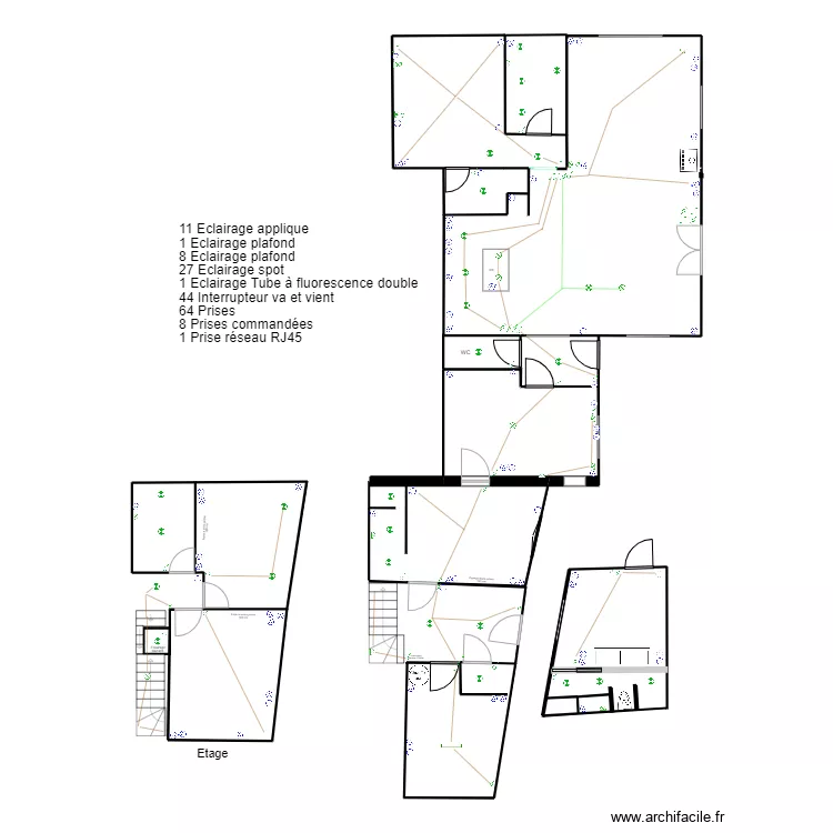 VILLENEUVE V4 ELECTRICITE. Plan de 