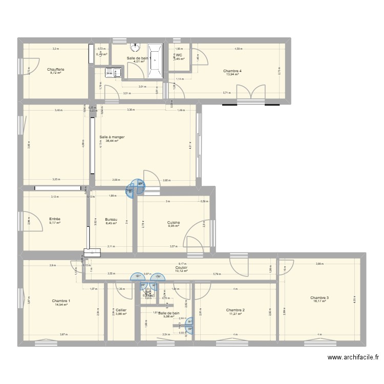 Maison Talence. Plan de 16 pièces et 154 m2
