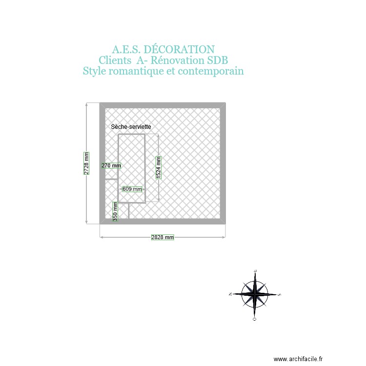 Mur II en céramique avec  sèche-serviette. Plan de 0 pièce et 0 m2
