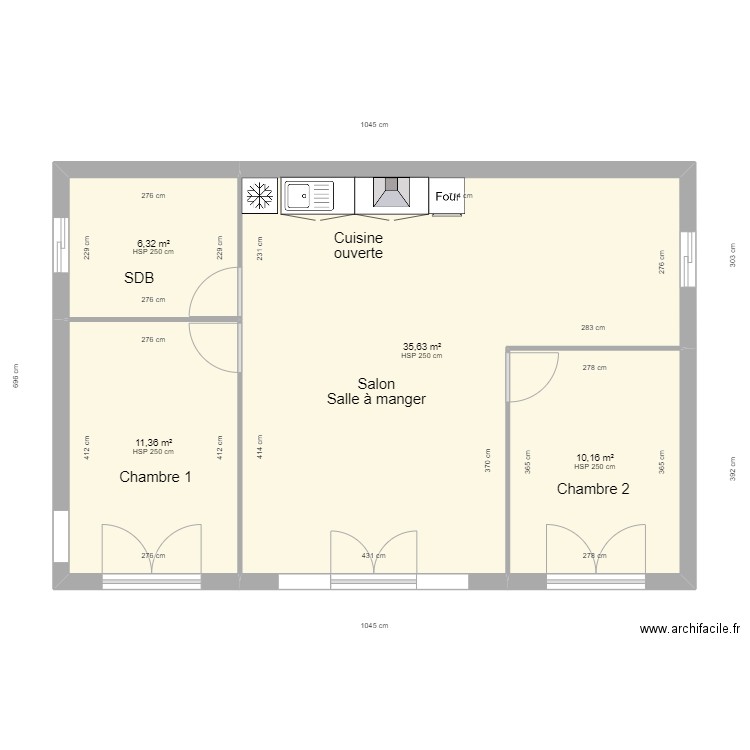 appt gardien Tarascon. Plan de 4 pièces et 63 m2