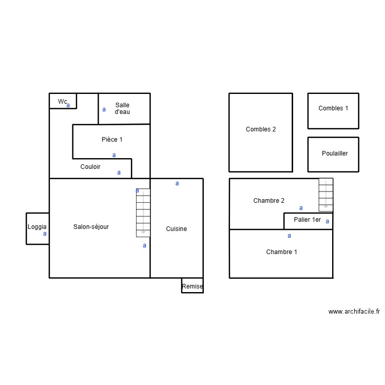 BANNALEC CHARTIER. Plan de 6 pièces et 32 m2