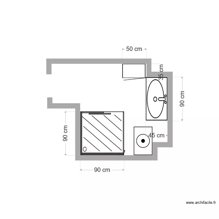 salle de bain rpojet. Plan de 