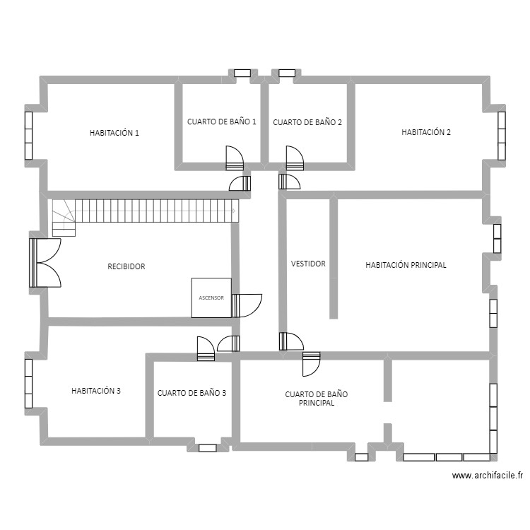 AVUTARDA 22 PLANTA 1. Plan de 5 pièces et 88 m2