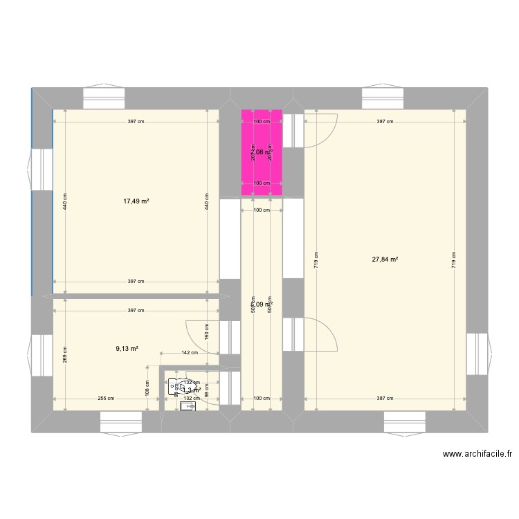 plan RDC - option 1. Plan de 6 pièces et 63 m2