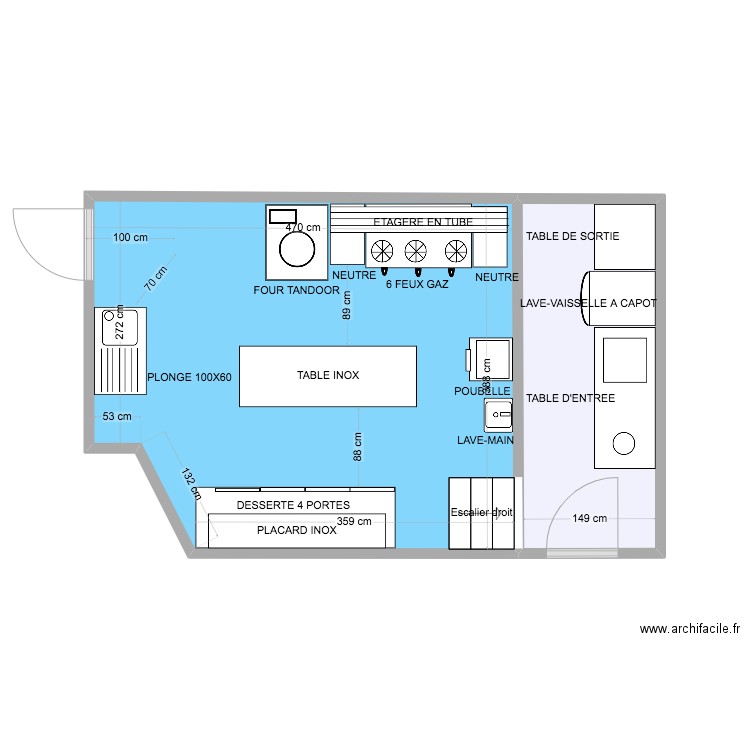 restaurant le taj. Plan de 2 pièces et 23 m2