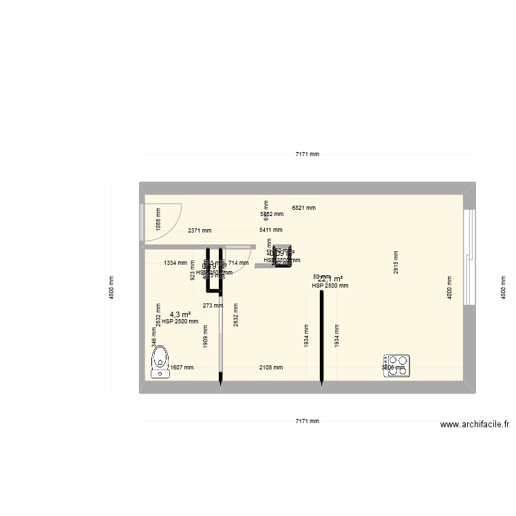 25 Parmentier V3. Plan de 4 pièces et 27 m2