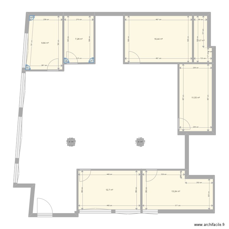 Causette v1. Plan de 9 pièces et 75 m2