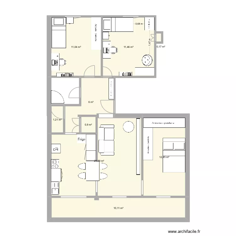 Chutes lavie suite 2. Plan de 9 pièces et 77 m² Chutes lavie suite 2. Plan de 9 pièces et 77 m²