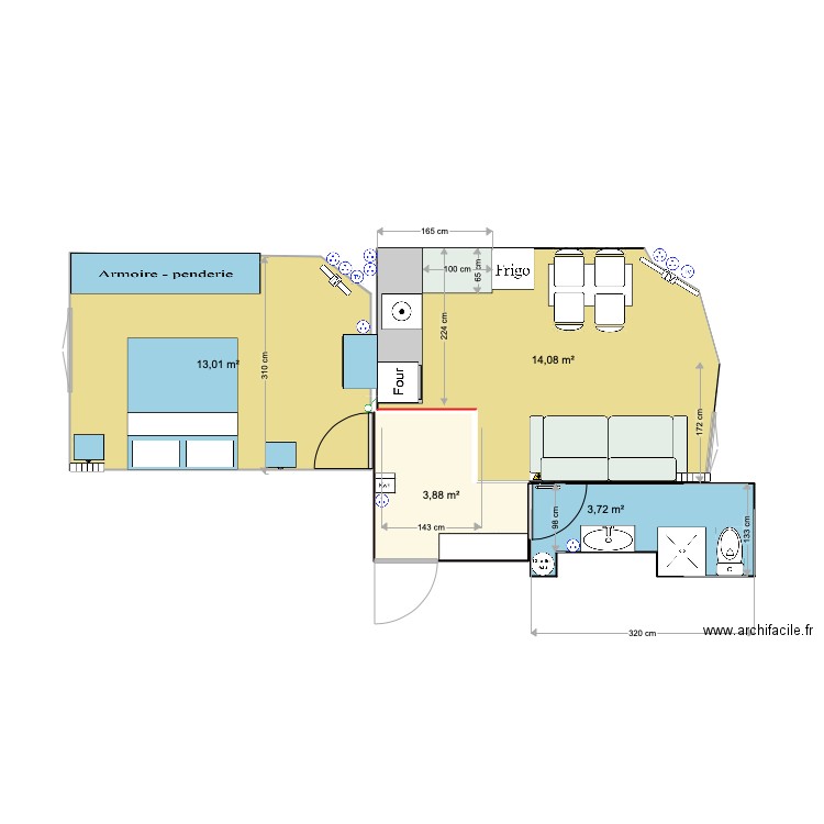 CHOISY LE ROI T2 ORIGINAL. Plan de 4 pièces et 35 m2