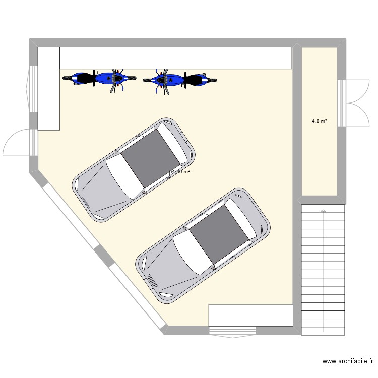 Garage_60m2_incline. Plan de 2 pièces et 59 m2