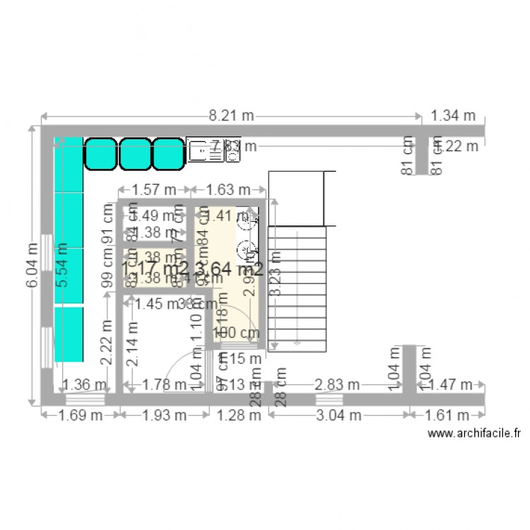 plan brut brunch interieur labo toilettes et labo droite 2eme version. Plan de 0 pièce et 0 m2