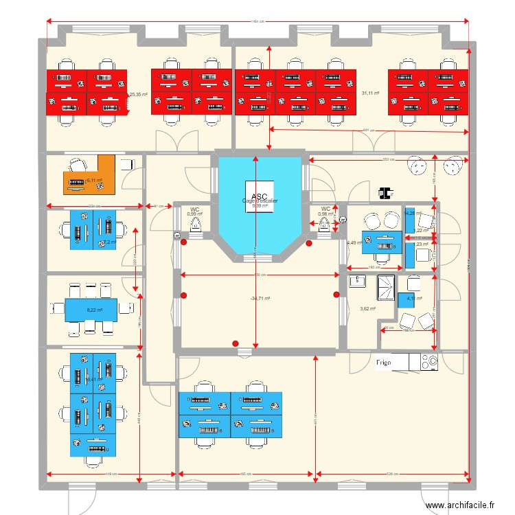 276 PRADO 1er étage - Projet. Plan de 16 pièces et 157 m2