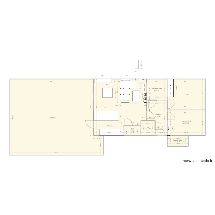 Appartement Cestas V2. Plan de 9 pièces et 136 m2