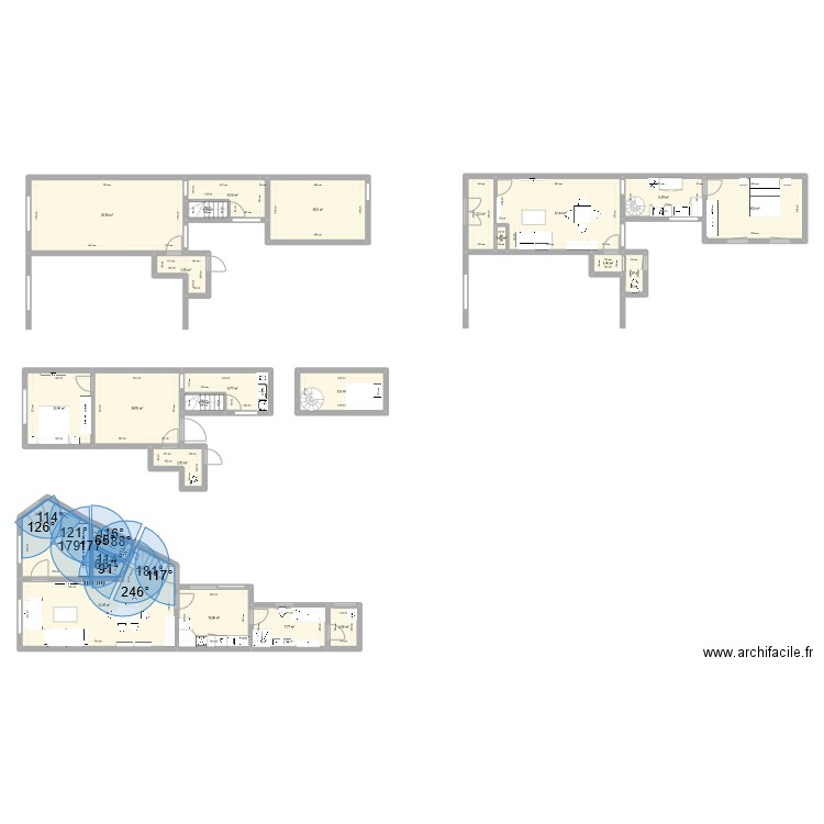 Angleterre 50/7. Plan de 24 pièces et 231 m2