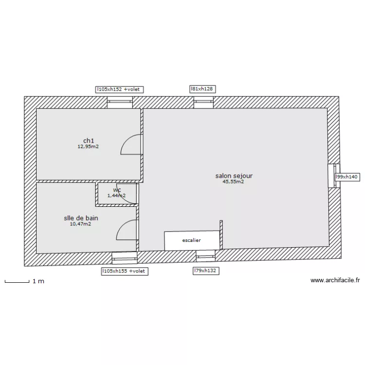 plan avec fenetre. Plan de 