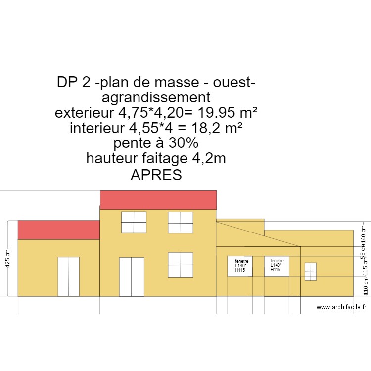 DP2- plan de masse -OUEST- agrandissement après. Plan de 0 pièce et 0 m2