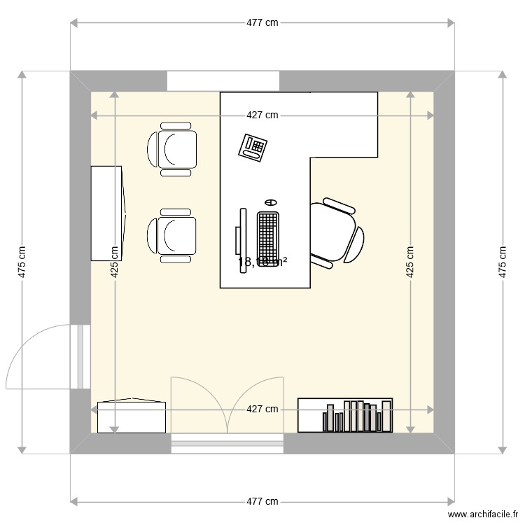 plan dir cab 3. Plan de 1 pièce et 18 m2