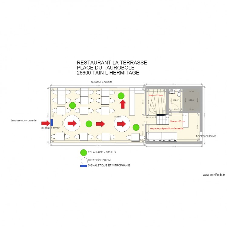 restaurant la terrasse. Plan de 0 pièce et 0 m2