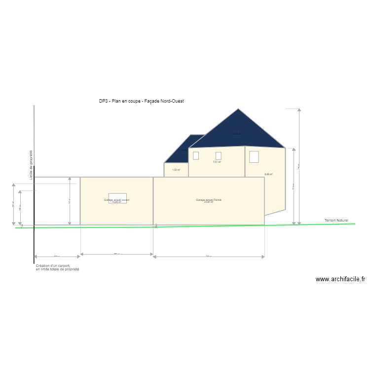 Plan de facade 2019. Plan de 7 pièces et 67 m2