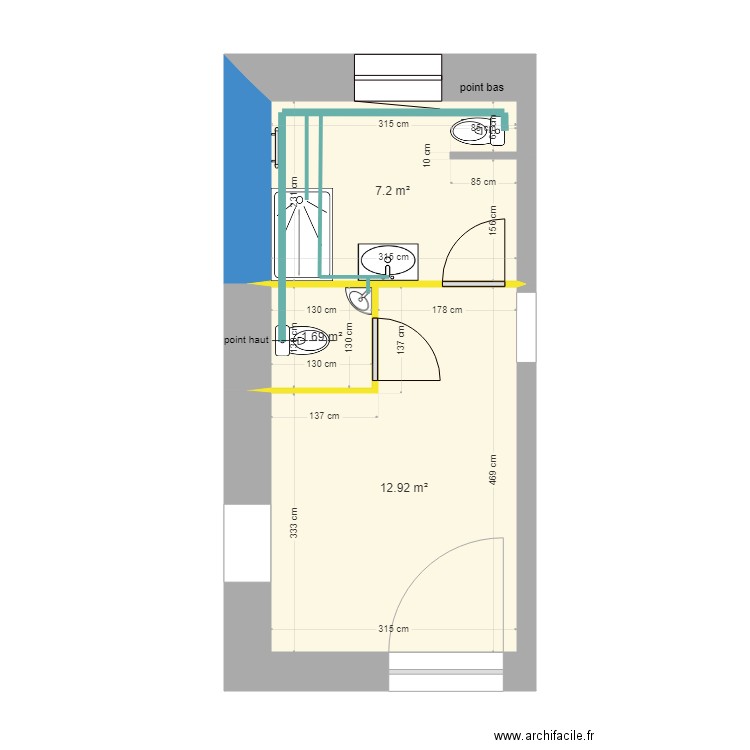 Aménagement Salle de Bains WC. Plan de 0 pièce et 0 m2