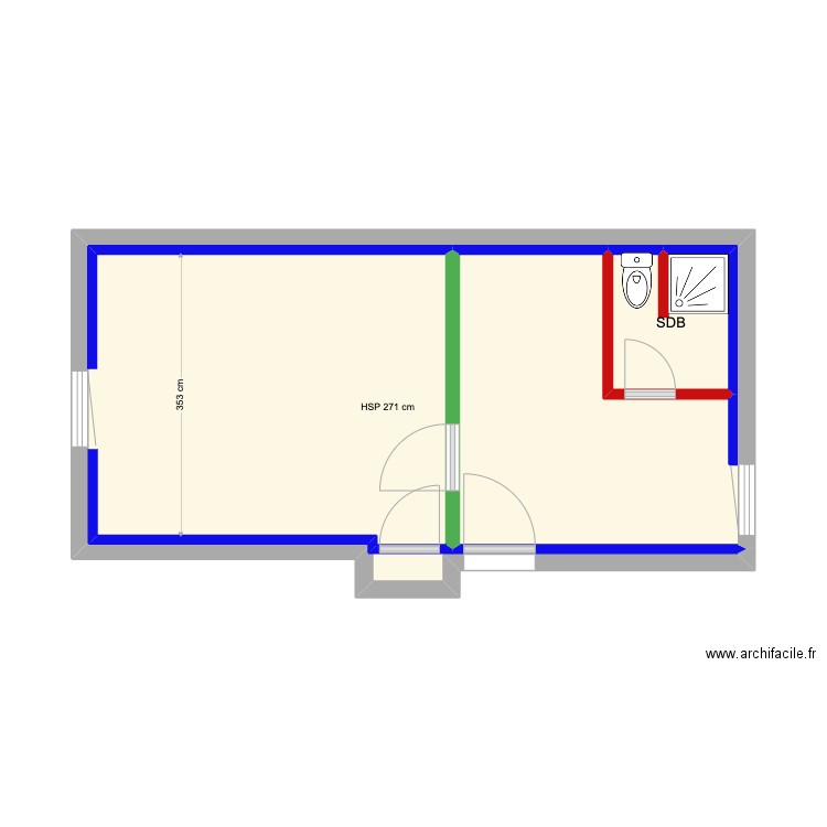 Saint Nazaire. Plan de 2 pièces et 28 m2