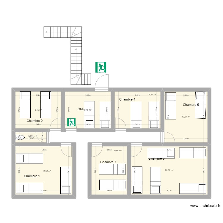 Etage avec aménagement. Plan de 0 pièce et 0 m2