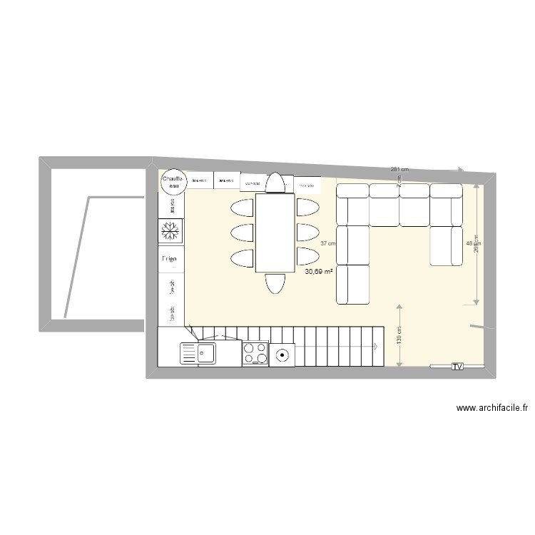 plan 2. Plan de 1 pièce et 31 m2