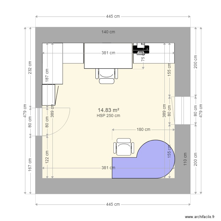 bureau. Plan de 0 pièce et 0 m2